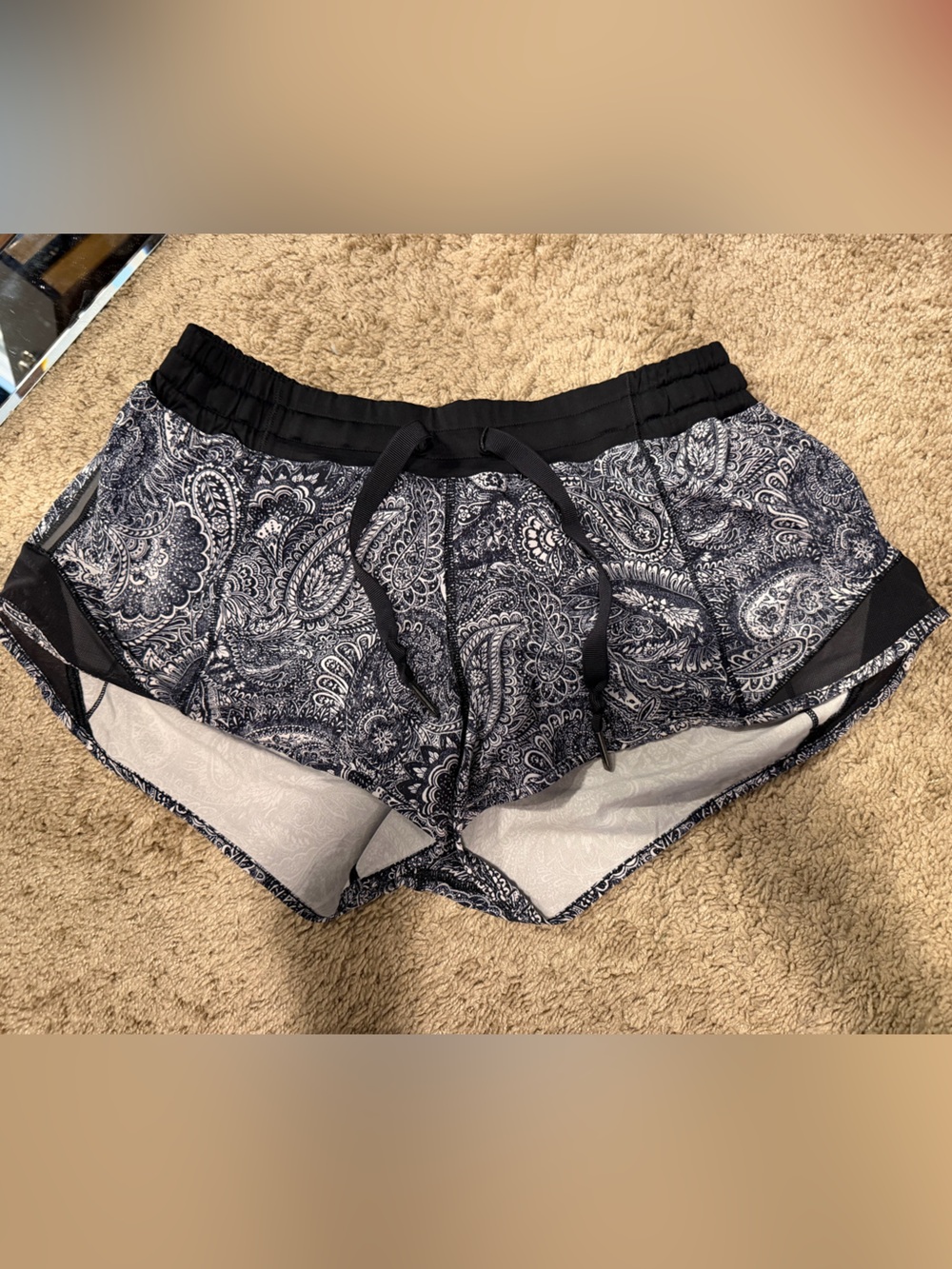 lululemon athletica Black & White Paisley Running Shorts
